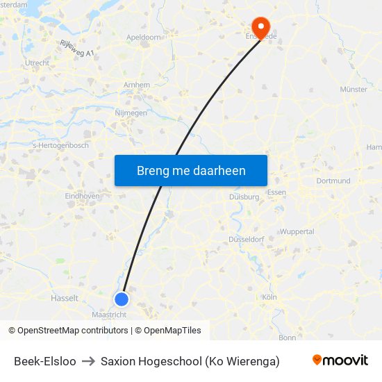 Beek-Elsloo to Saxion Hogeschool (Ko Wierenga) map