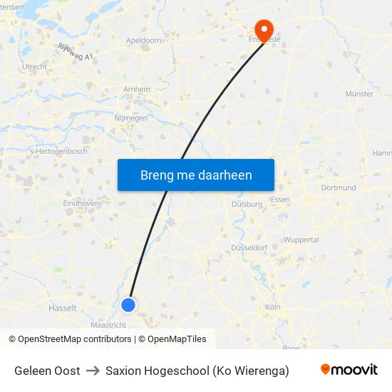 Geleen Oost to Saxion Hogeschool (Ko Wierenga) map