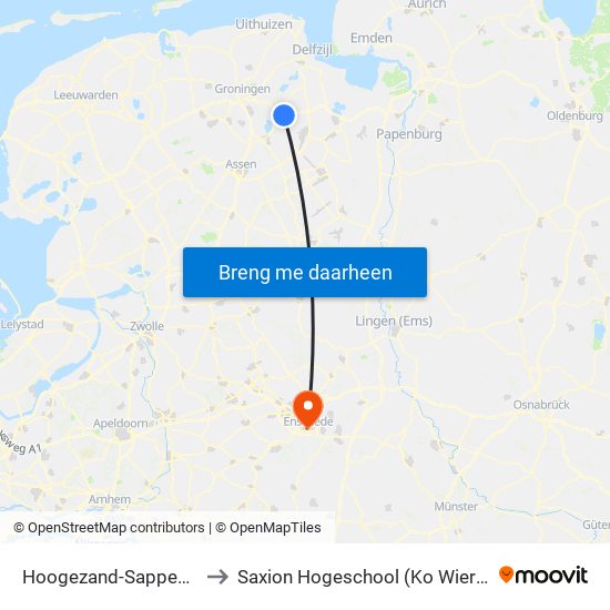 Hoogezand-Sappemeer to Saxion Hogeschool (Ko Wierenga) map