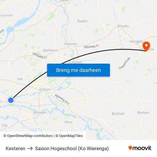 Kesteren to Saxion Hogeschool (Ko Wierenga) map