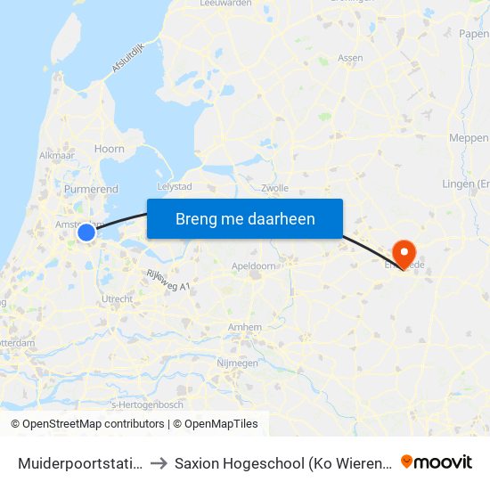 Muiderpoortstation to Saxion Hogeschool (Ko Wierenga) map