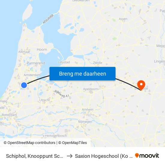 Schiphol, Knooppunt Schiphol Zuid to Saxion Hogeschool (Ko Wierenga) map
