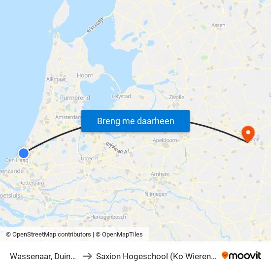 Wassenaar, Duinrell to Saxion Hogeschool (Ko Wierenga) map