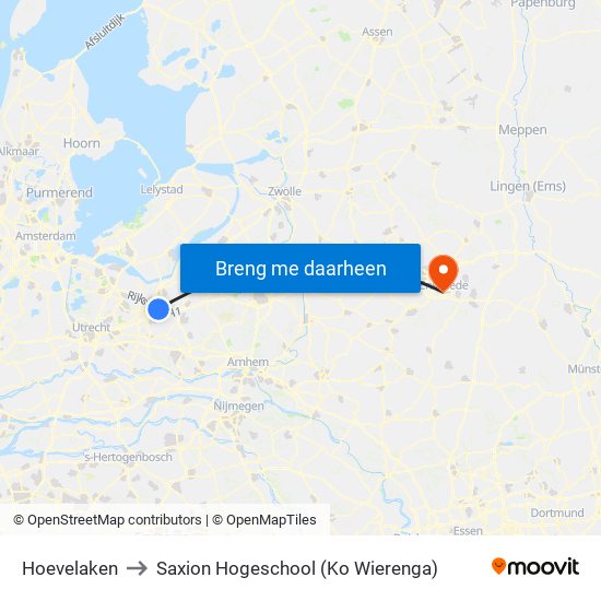 Hoevelaken to Saxion Hogeschool (Ko Wierenga) map