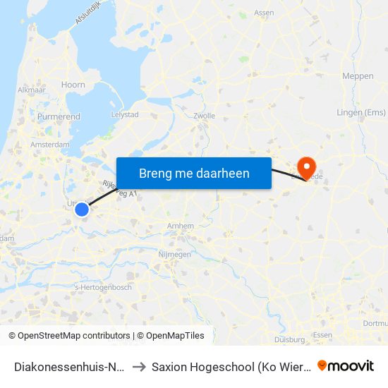 Diakonessenhuis-Noord to Saxion Hogeschool (Ko Wierenga) map