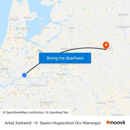 Arkel, Kerkeind to Saxion Hogeschool (Ko Wierenga) map
