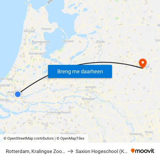 Rotterdam, Kralingse Zoom (Perron D) to Saxion Hogeschool (Ko Wierenga) map