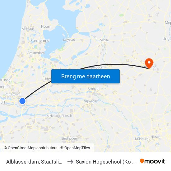 Alblasserdam, Staatsliedenbuurt to Saxion Hogeschool (Ko Wierenga) map