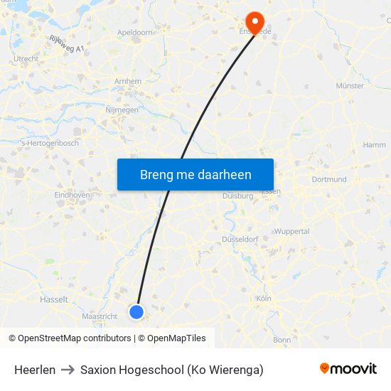 Heerlen to Saxion Hogeschool (Ko Wierenga) map