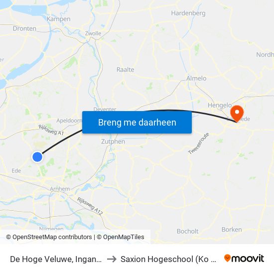 De Hoge Veluwe, Ingang Otterlo to Saxion Hogeschool (Ko Wierenga) map