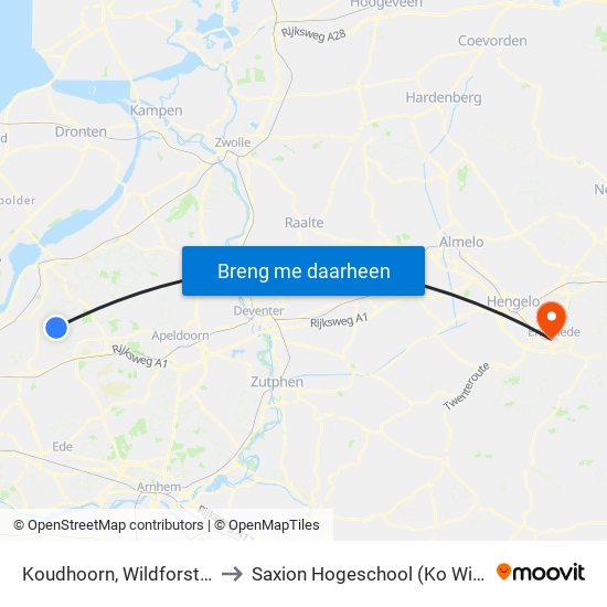 Koudhoorn, Wildforsterweg to Saxion Hogeschool (Ko Wierenga) map