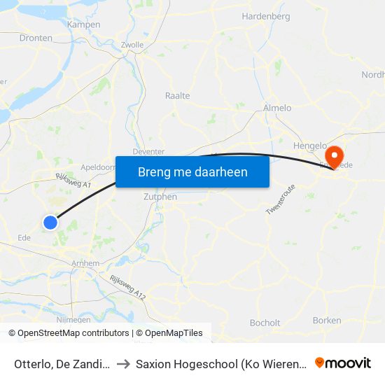 Otterlo, De Zanding to Saxion Hogeschool (Ko Wierenga) map