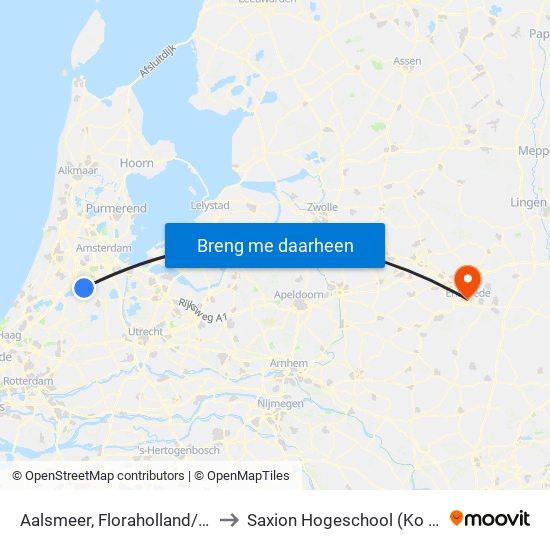 Aalsmeer, Floraholland/Floriworld to Saxion Hogeschool (Ko Wierenga) map