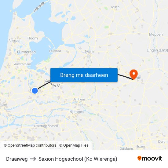Draaiweg to Saxion Hogeschool (Ko Wierenga) map