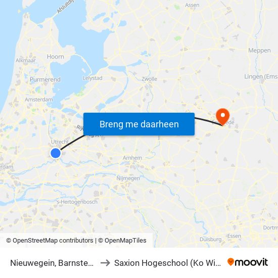 Nieuwegein, Barnsteendrift to Saxion Hogeschool (Ko Wierenga) map