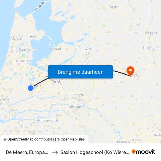 De Meern, Europaweg to Saxion Hogeschool (Ko Wierenga) map