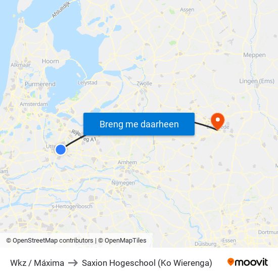 Wkz / Máxima to Saxion Hogeschool (Ko Wierenga) map