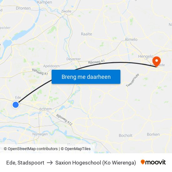 Ede, Stadspoort to Saxion Hogeschool (Ko Wierenga) map