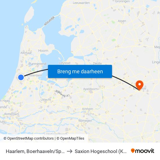 Haarlem, Boerhaaveln/Spaarne Gasth to Saxion Hogeschool (Ko Wierenga) map