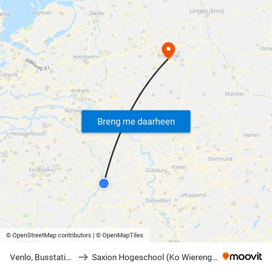 Venlo, Busstation to Saxion Hogeschool (Ko Wierenga) map