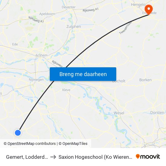 Gemert, Lodderdijk to Saxion Hogeschool (Ko Wierenga) map
