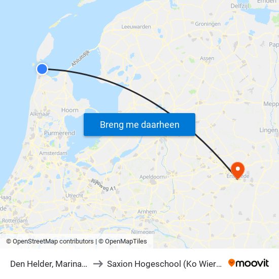 Den Helder, Marinapark to Saxion Hogeschool (Ko Wierenga) map