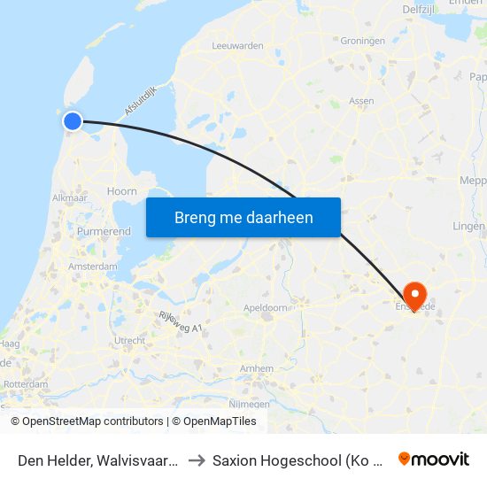 Den Helder, Walvisvaardersweg to Saxion Hogeschool (Ko Wierenga) map