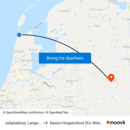 Julianadorp, Langevliet to Saxion Hogeschool (Ko Wierenga) map