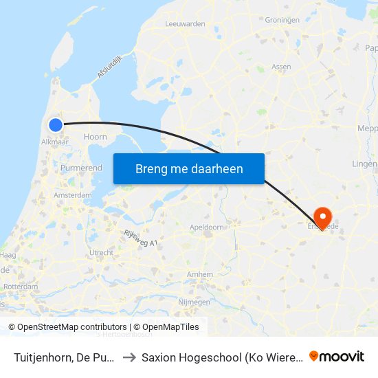 Tuitjenhorn, De Punter to Saxion Hogeschool (Ko Wierenga) map