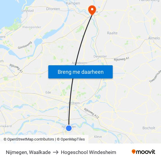 Nijmegen, Waalkade to Hogeschool Windesheim map