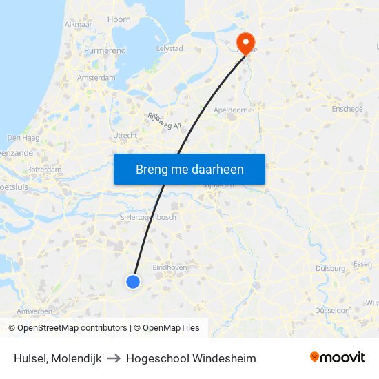Hulsel, Molendijk to Hogeschool Windesheim map