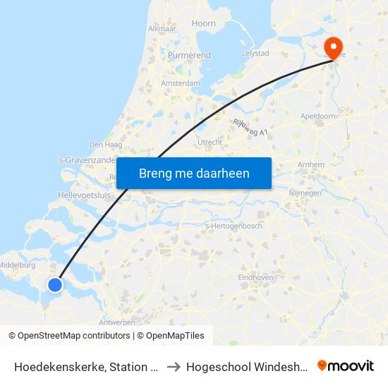 Hoedekenskerke, Station Sgb to Hogeschool Windesheim map