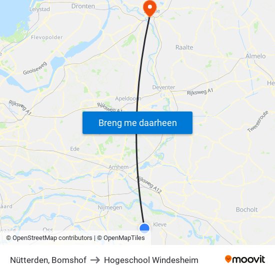 Nütterden, Bomshof to Hogeschool Windesheim map