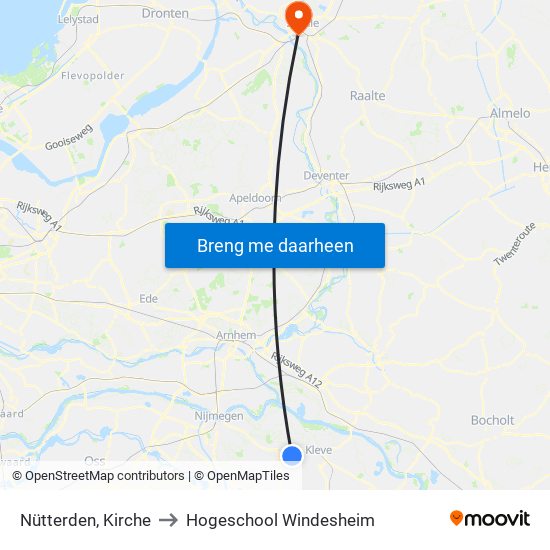 Nütterden, Kirche to Hogeschool Windesheim map