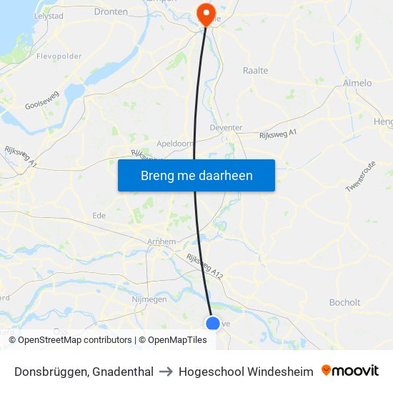 Donsbrüggen, Gnadenthal to Hogeschool Windesheim map