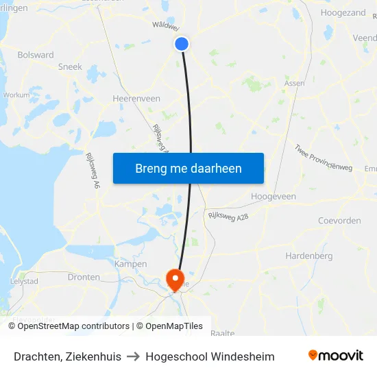 Drachten, Ziekenhuis to Hogeschool Windesheim map