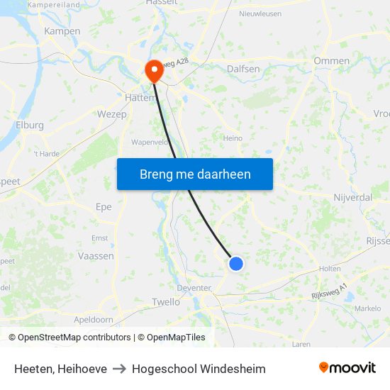 Heeten, Heihoeve to Hogeschool Windesheim map