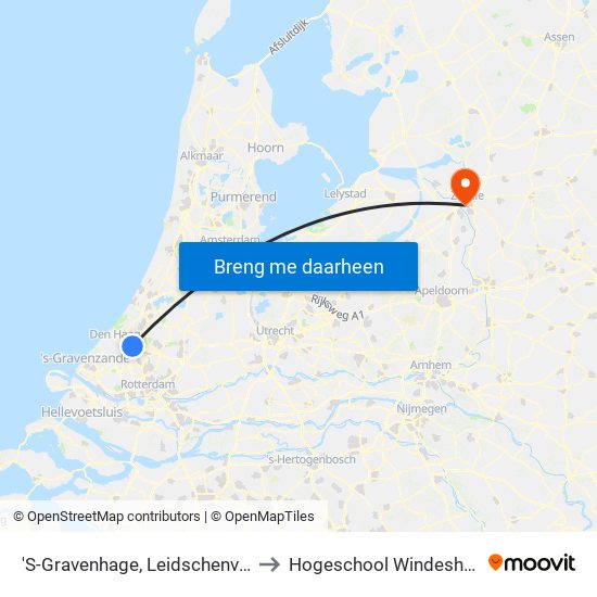 'S-Gravenhage, Leidschenveen to Hogeschool Windesheim map