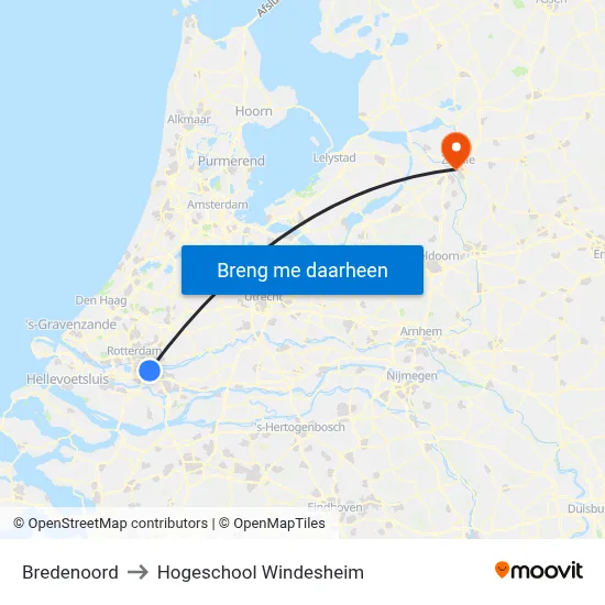 Bredenoord to Hogeschool Windesheim map