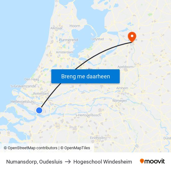 Numansdorp, Oudesluis to Hogeschool Windesheim map