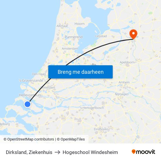 Dirksland, Ziekenhuis to Hogeschool Windesheim map