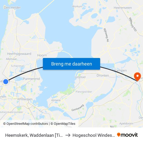 Heemskerk, Waddenlaan [Tijdelijk] to Hogeschool Windesheim map