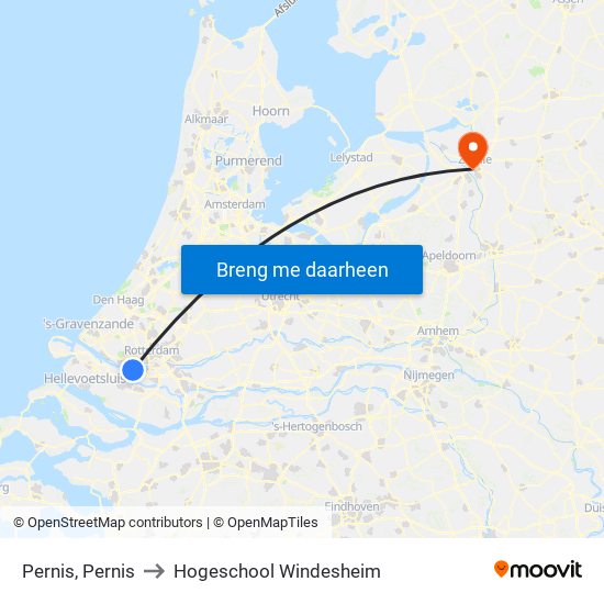 Pernis, Pernis to Hogeschool Windesheim map