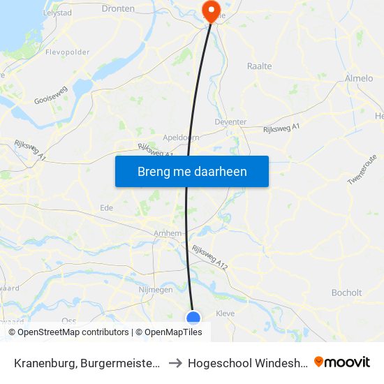 Kranenburg, Burgermeisteramt to Hogeschool Windesheim map