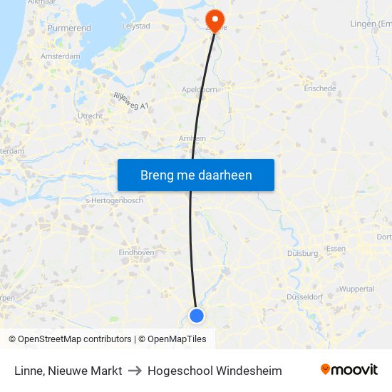 Linne, Nieuwe Markt to Hogeschool Windesheim map
