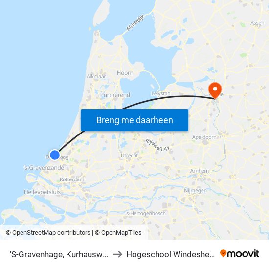 'S-Gravenhage, Kurhausweg to Hogeschool Windesheim map