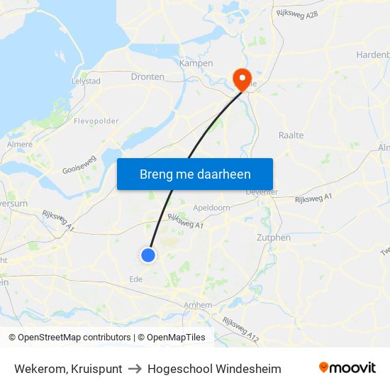 Wekerom, Kruispunt to Hogeschool Windesheim map