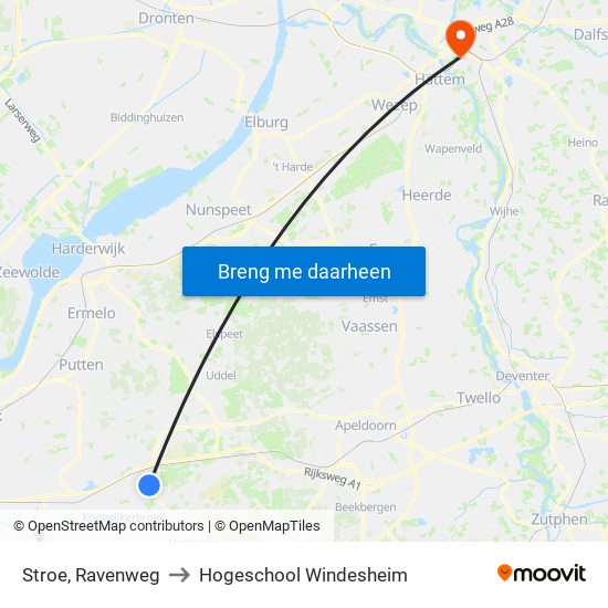 Stroe, Ravenweg to Hogeschool Windesheim map