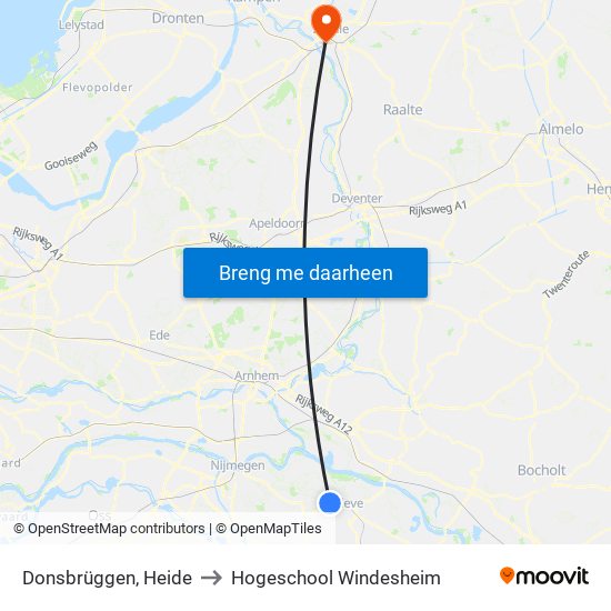 Donsbrüggen, Heide to Hogeschool Windesheim map