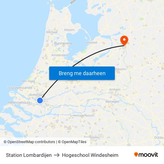 Station Lombardijen to Hogeschool Windesheim map